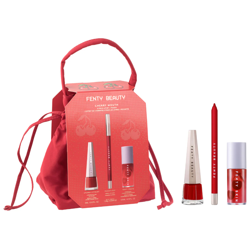 Fenty Beauty by Rihanna Cherry Mouth 3-Piece Lip Set + Pouch *Pre Orden*