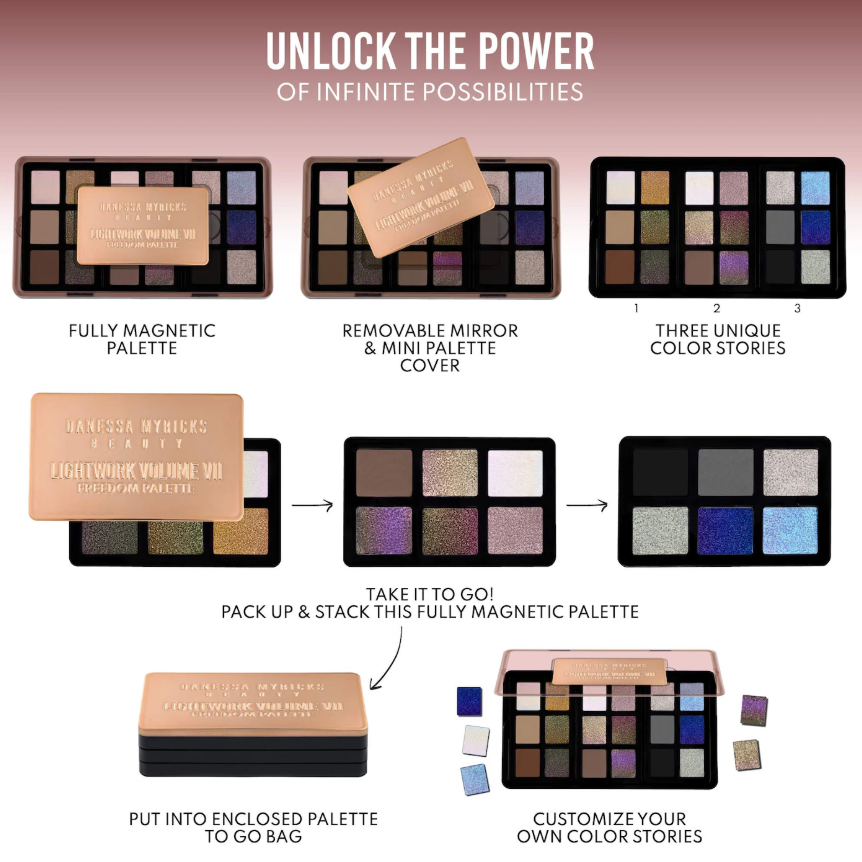 Danessa Myricks Beauty LIGHTWORK VII The Freedom Makeup Palette: Magnetic, Customizable, Stackable Palette with Illuminating Pigments for Eyes, Face & Lips *Pre Orden*