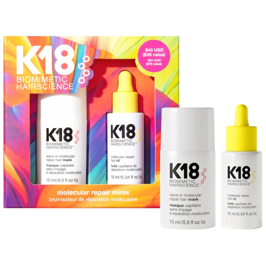 K18 Biomimetic Hairscience Mini Molecular Repair Hair Mask & Oil Value Set *Pre orden* - Beautyland by Rocio 
