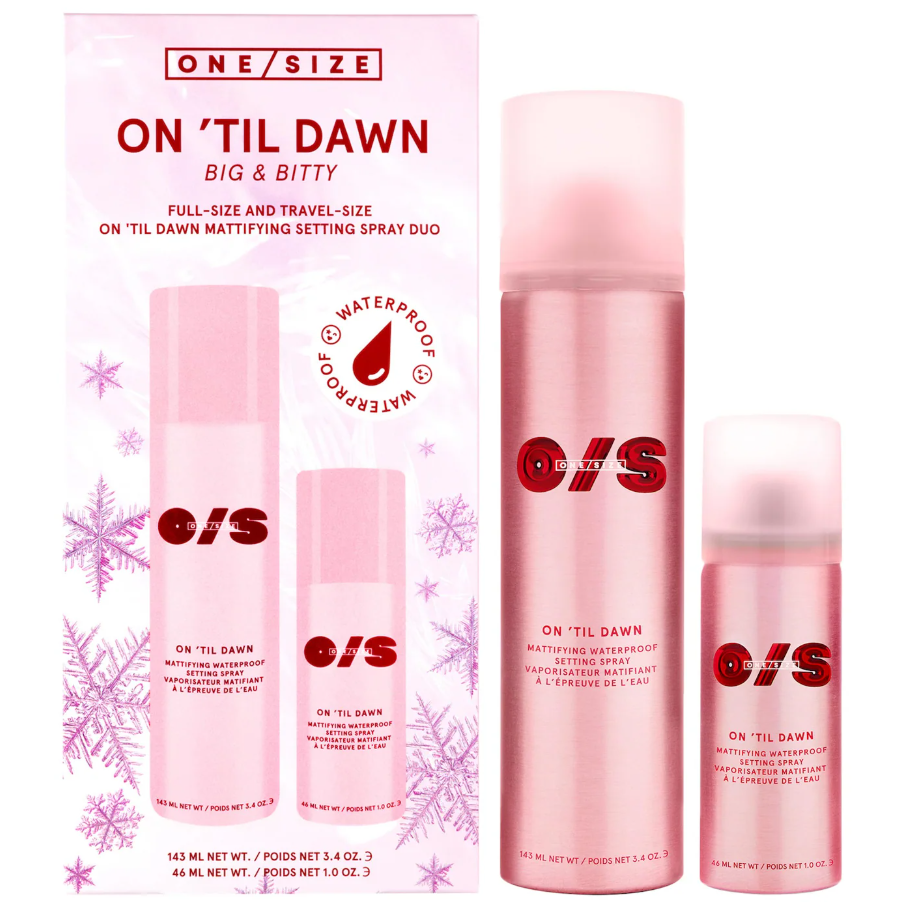 One Size by Patrick Starrr On 'Til Dawn Mattifying Waterproof Setting Spray Big & Bitty Duo *Pre Orden*