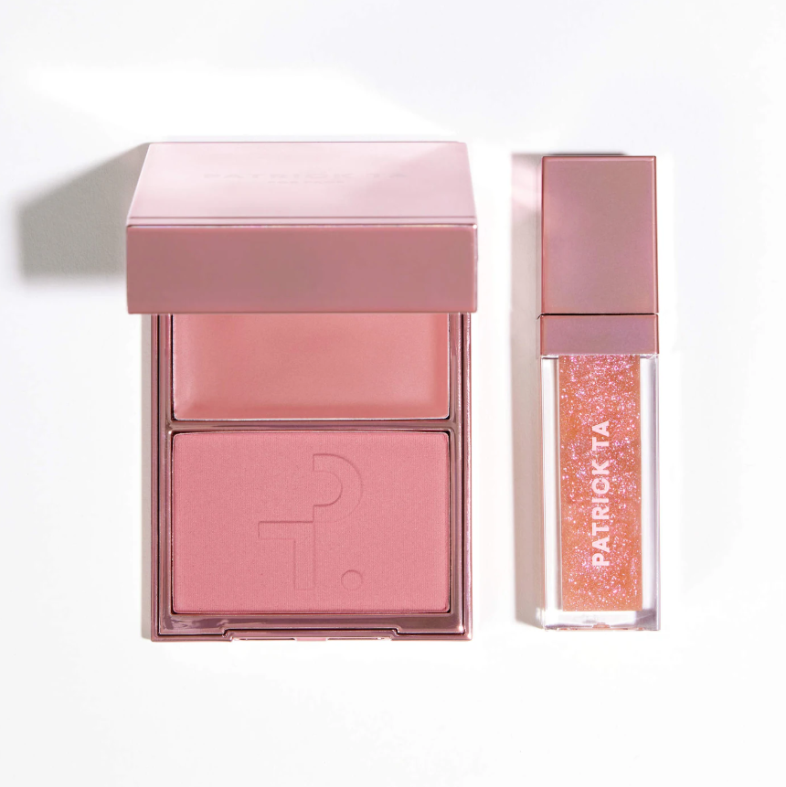 Patrick TA Patrick's Glow and Gloss Set: Major Headlines Blush Duo and Plumping Lip Gloss Makeup Gift Set *Pre Orden*