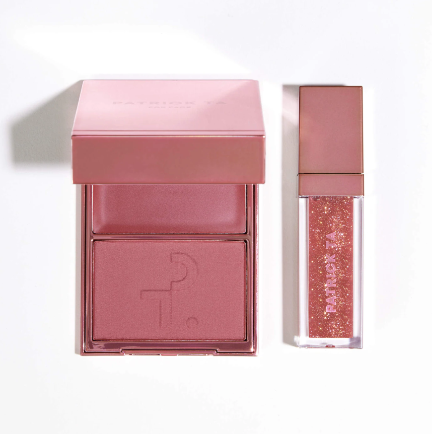 Patrick TA Patrick's Glow and Gloss Set: Major Headlines Blush Duo and Plumping Lip Gloss Makeup Gift Set *Pre Orden*