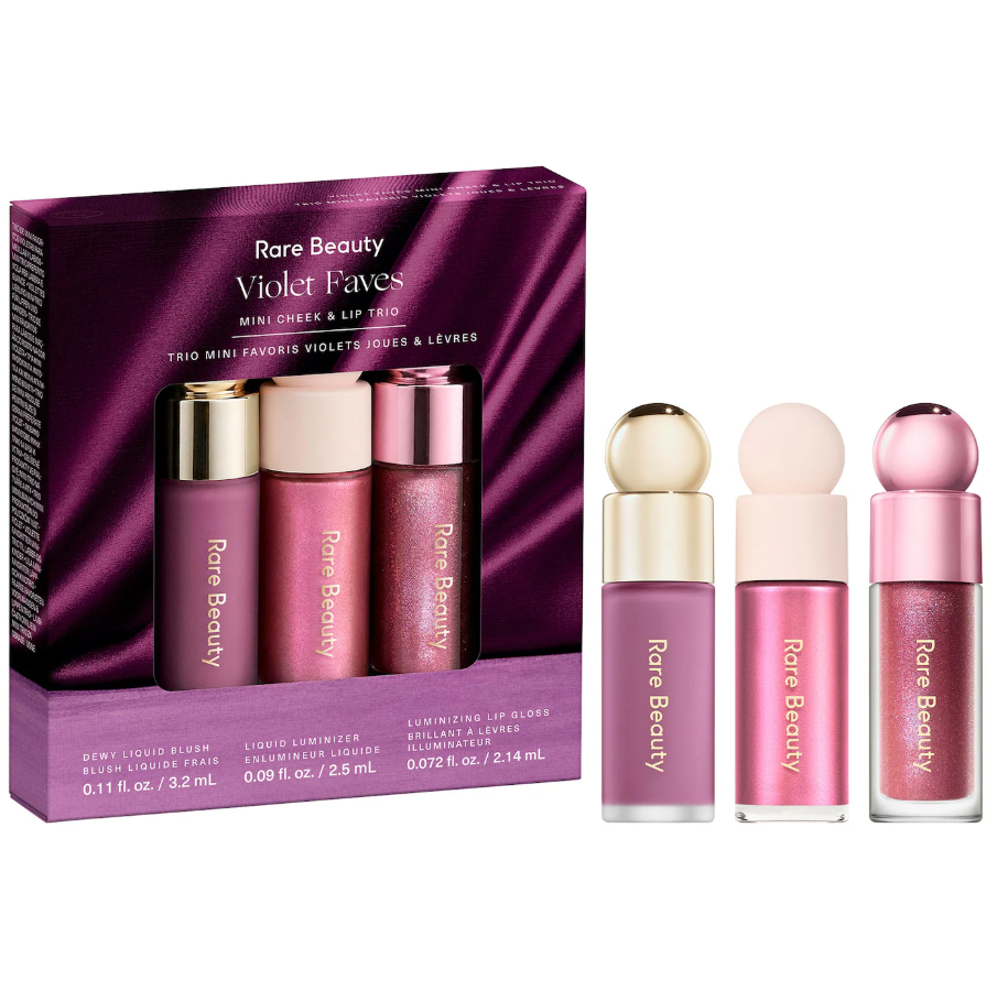 Rare Beauty by Selena Gomez Violet Faves Mini Cheek and Lip Trio Makeup Gift Set *Pre Orden*