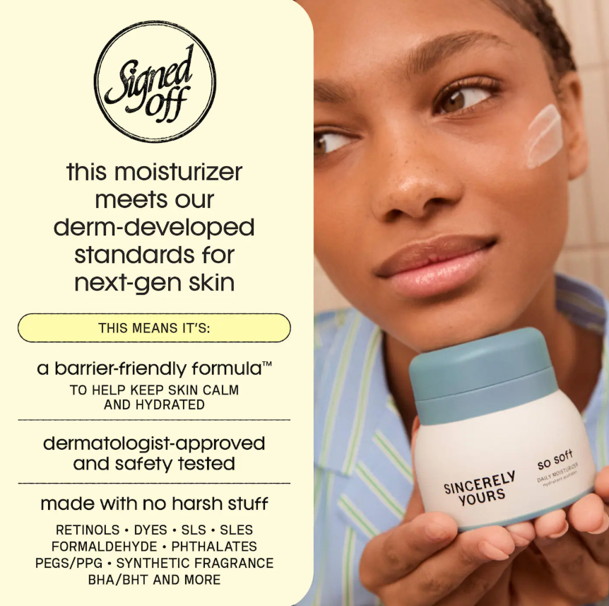 Sincerely Yours So Soft Daily Barrier Strengthening Lightweight Moisturizer with Hyaluronic Acid, Ceramides and Niacinamide *Pre Orden*