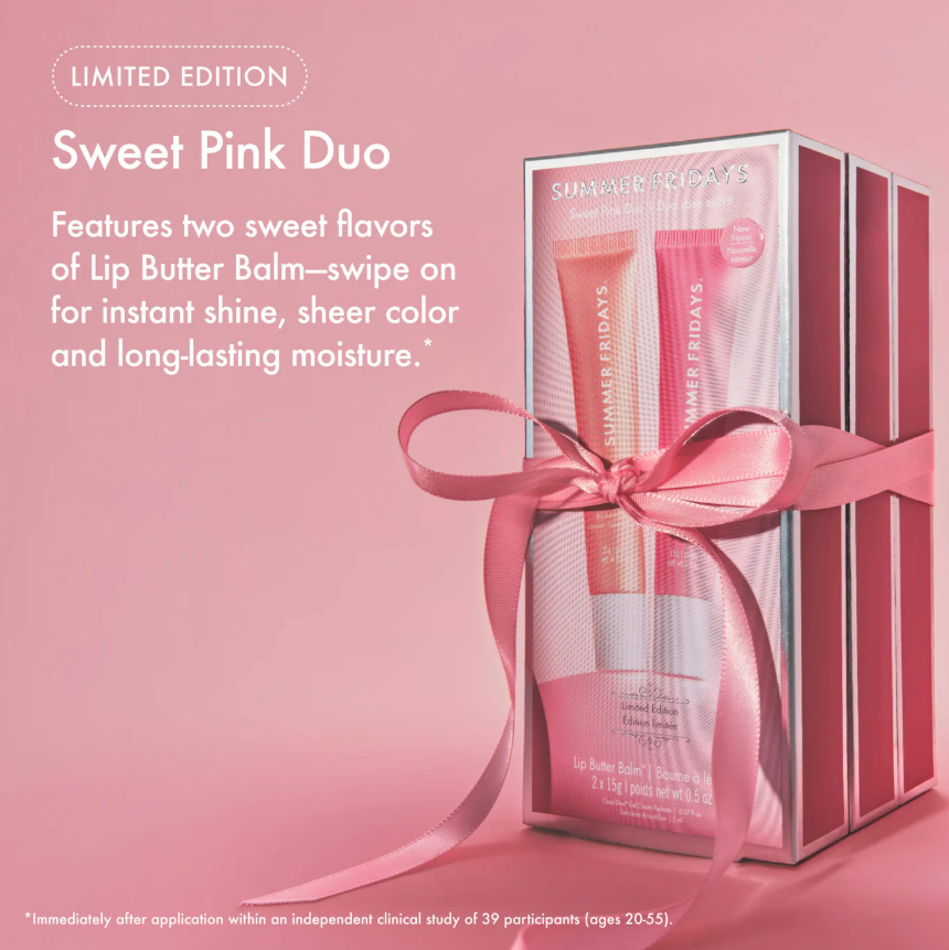 Summer Fridays  Sweet Pink Duo with Birthday Cake + Strawberry Soft Serve Lip Butter Balm *Pre Orden*